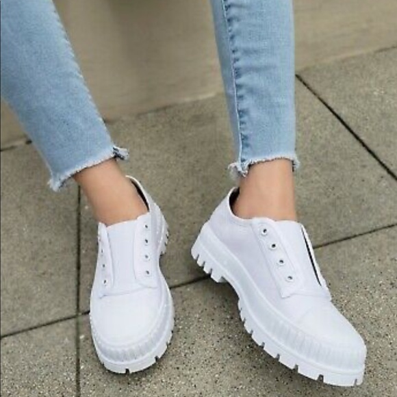 White canvas chunky sneaker - Picture 7 of 9